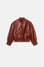 БОМБЕР ИЗ ИСКУССТВЕННОЙ КОЖИ С ПОДПЛЕЧНИКАМИ — ZARA