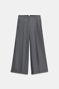 ZARA БРЮКИ С ЗАЩИПАМИ — ZW COLLECTION, СЕРЫЙ