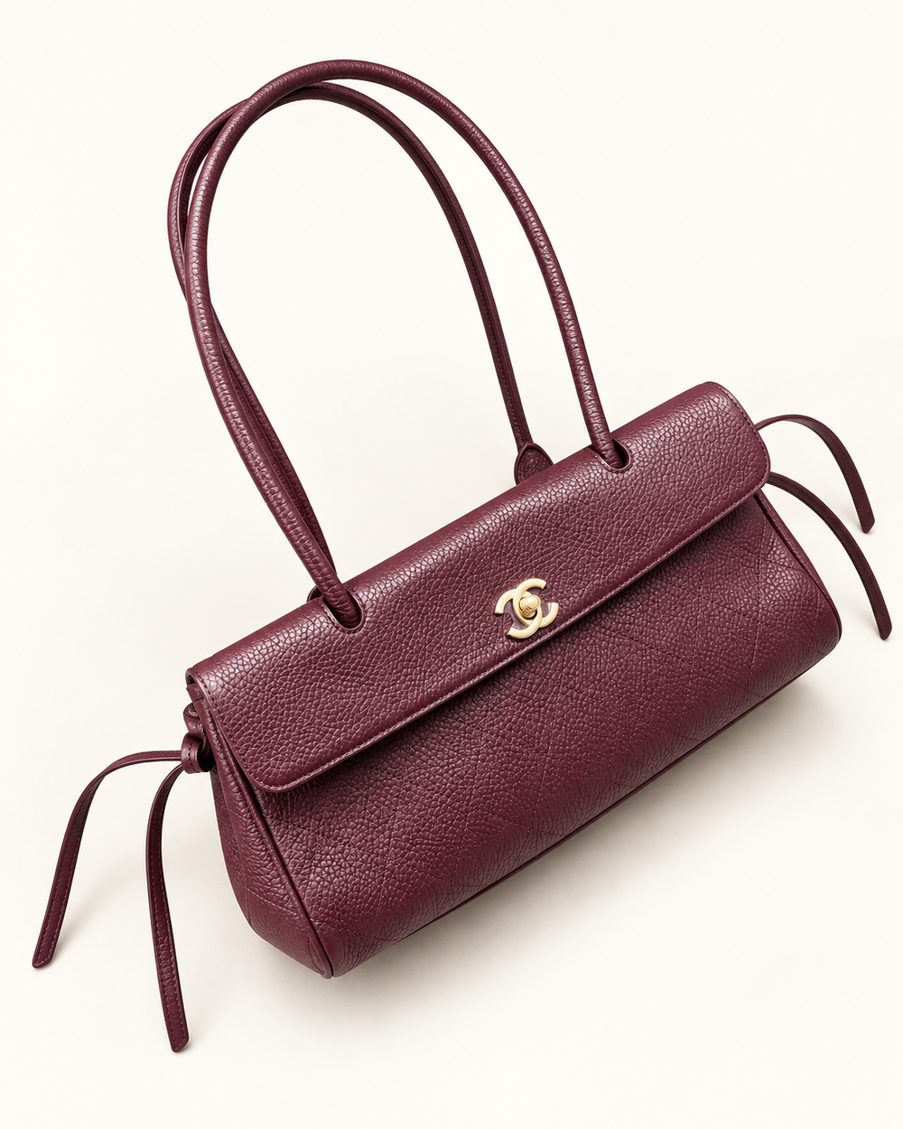 Женская сумка-шопер Chanel с клапаном — бордовая, 40 см