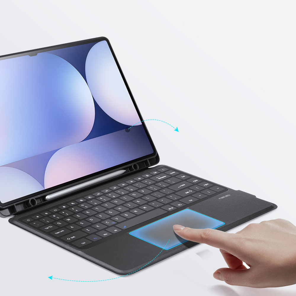 Защитный чехол подставка с клавиатурой (RUS) от Dux Ducis для Samsung Tab S10 Ultra, S9 Ultra и S8 Ultra, серия DK Series Keyboard, русская клавиатура с подсветкой