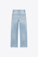 ДЖИНСЫ TRF CROPPED FLARE С ВЫСОКОЙ ПОСАДКОЙ И ПРИНТОМ В ГОРОШЕК — ZARA