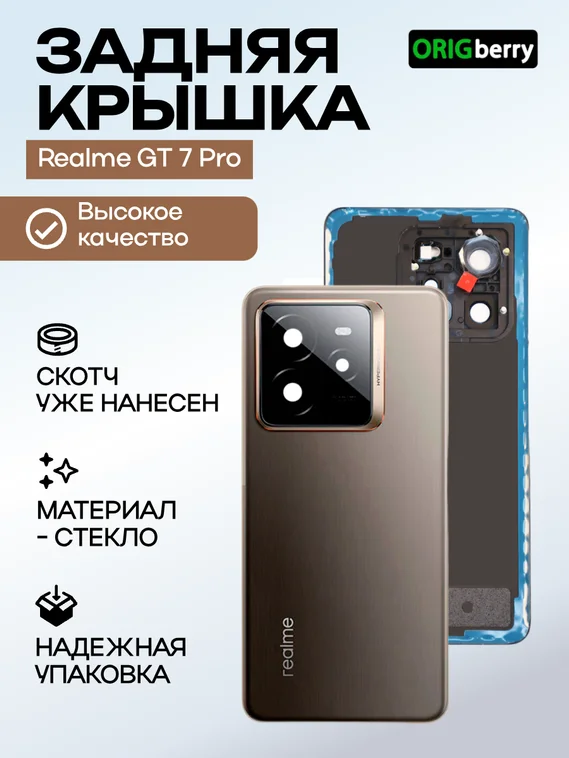 Задняя крышка для Realme GT 7 Pro Racing Edition Титановый / Серый (Titanium / Grey) со стеклом камеры