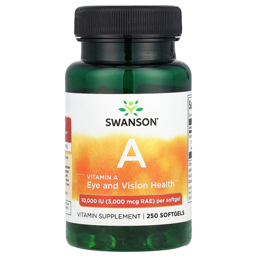 Swanson Vitamins, Витамин A, 10 000 МЕ, 250 мягких таблеток