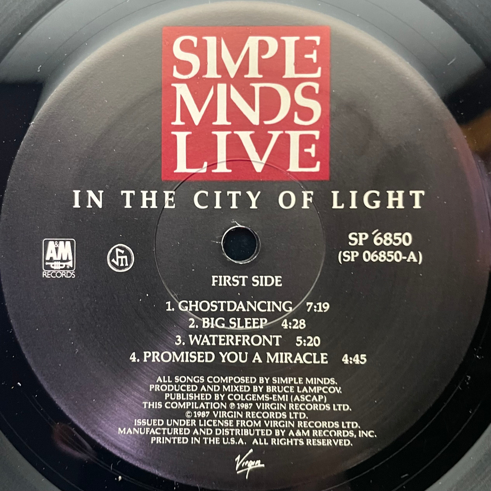 Simple Minds ‎– Live In The City Of Light 2LP (США 1987г.)