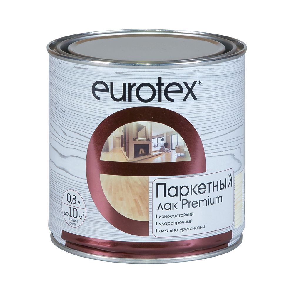 Лак паркетный Eurotex Premium, алкидно-уретановый, глянцевый, 0,8 л, 15862