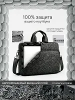 Сумка для ноутбука 15,6" и 17" с ремнем на плечо и большим карманом спереди (Черный бархат)