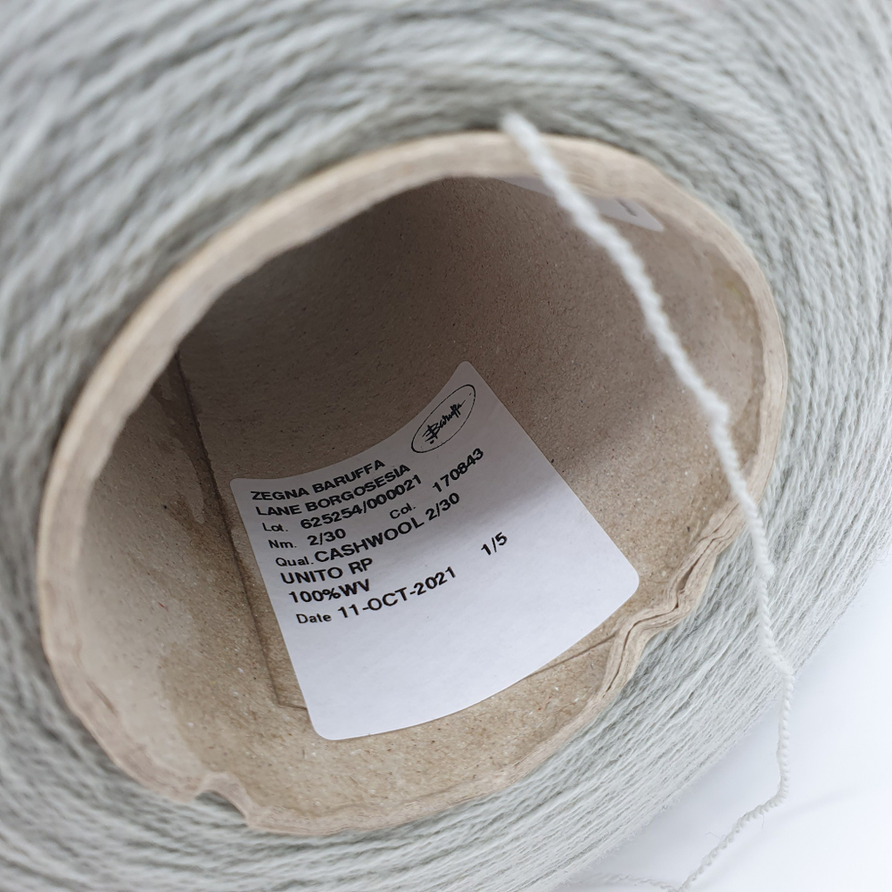 Пряжа Zegna Baruffa Cashwool 2/30 (100% мериносовая шерсть гребенная), 1500м/100гр, зеленый дым