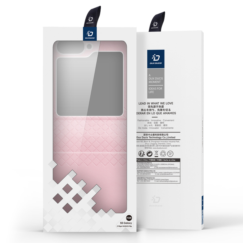 Чехол из кожи розового цвета от Dux Ducis для Samsung Flip6 и Flip7 FE (W25), серия Bril Series Case