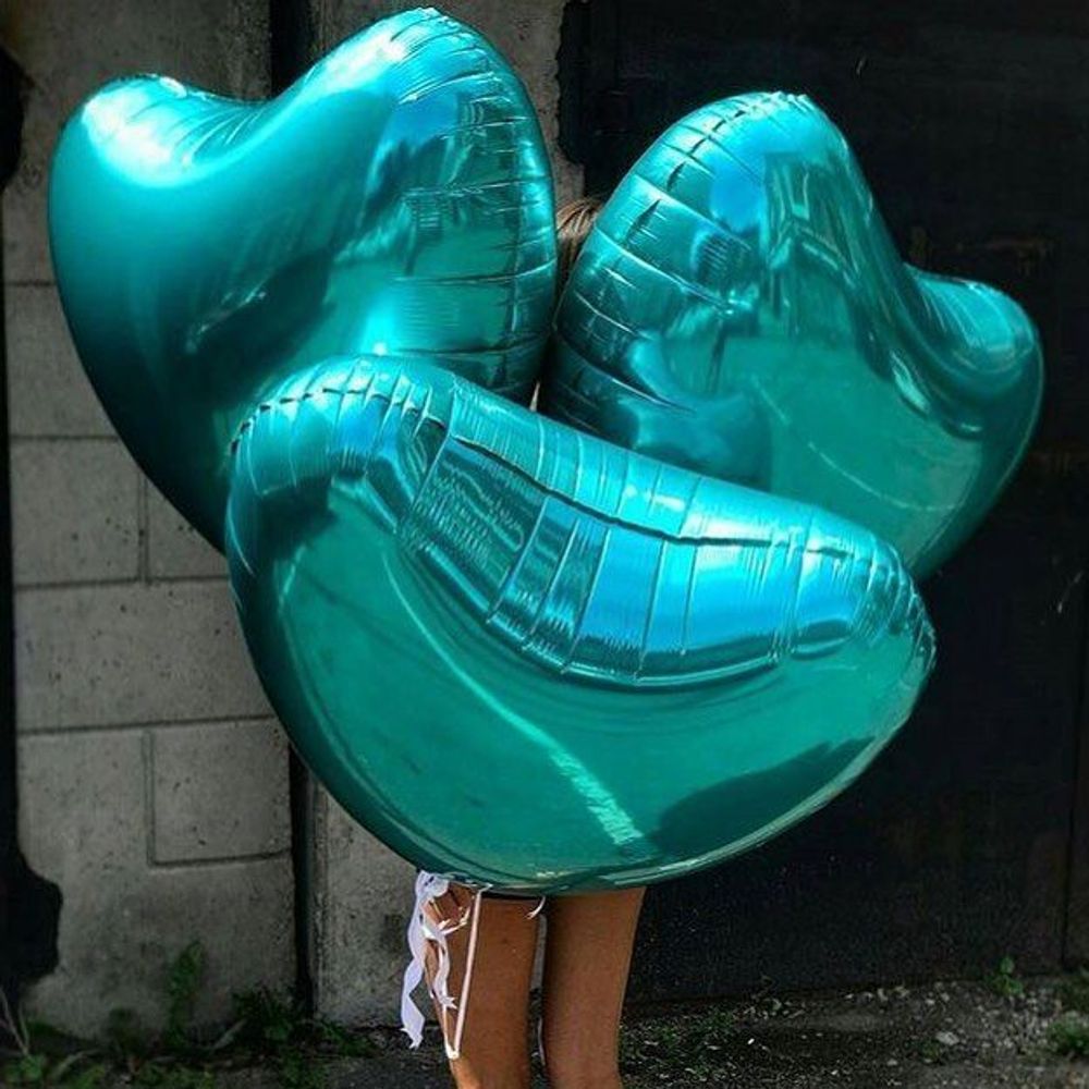 Шар (18"/46 см) Сердце, Бирюзовый