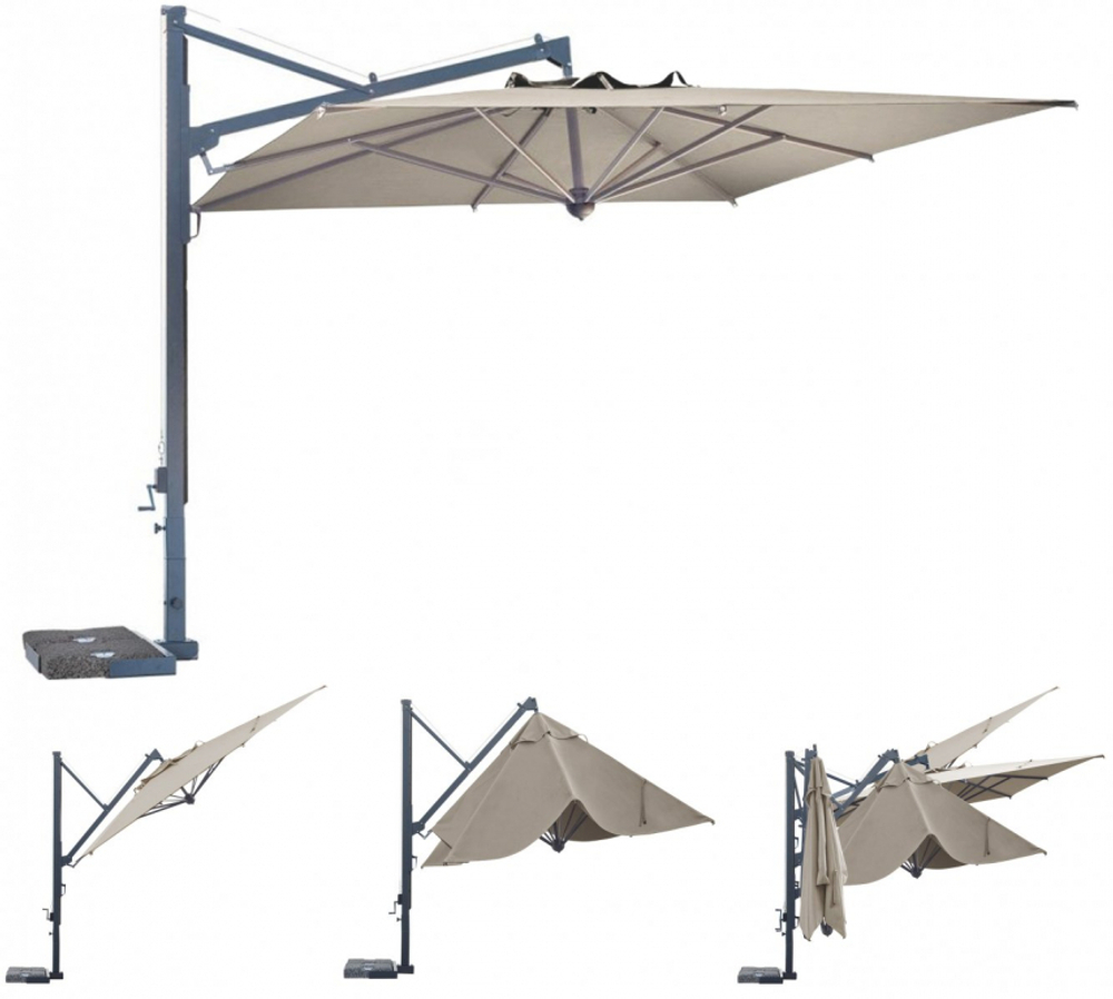 Зонт профессиональный 3х4 м Scolaro Galileo Dark, антрацит, слоновая кость