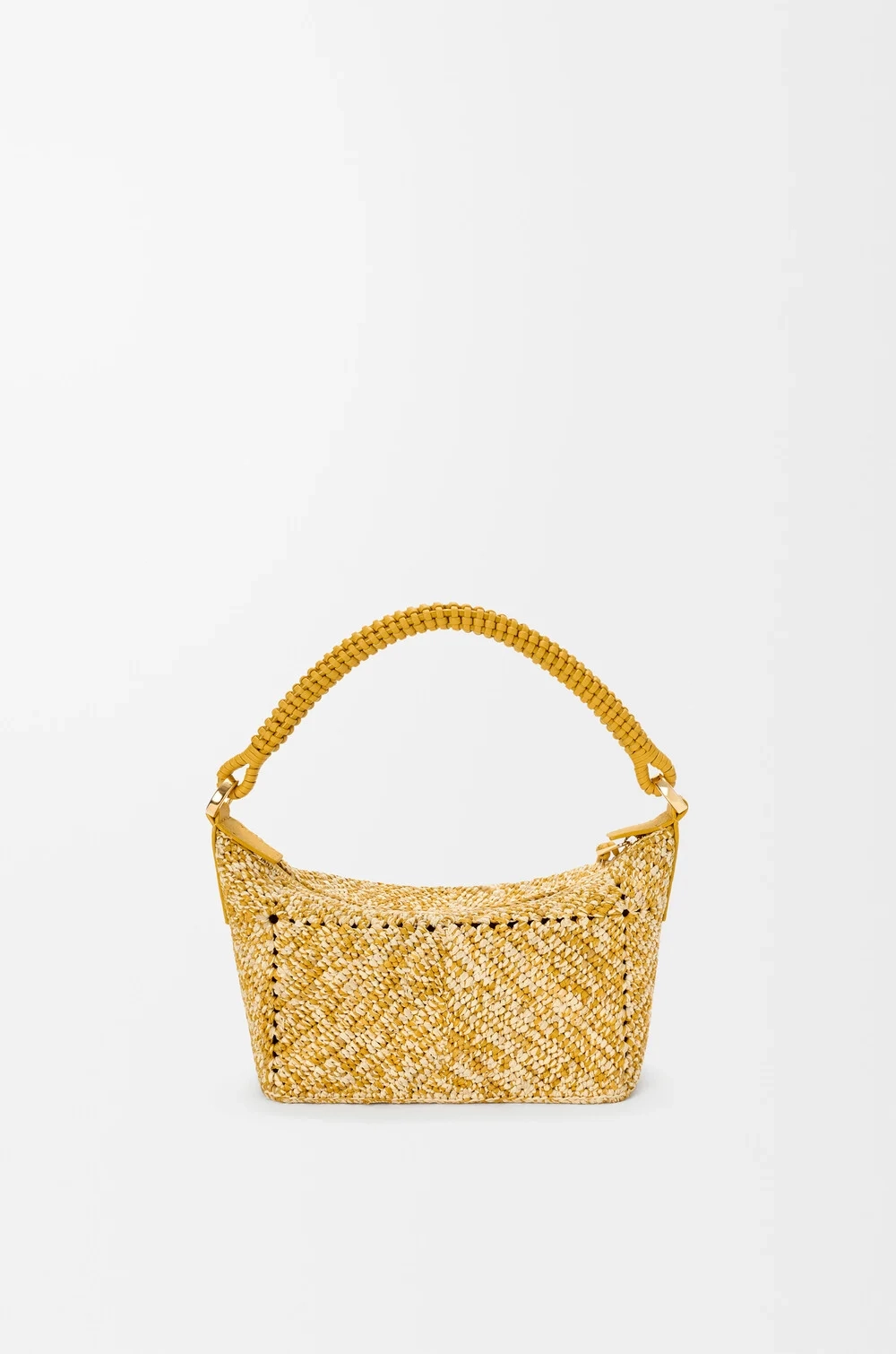 Loewe Мини-сумка Cala из телячьей кожи и рафии, горчичный