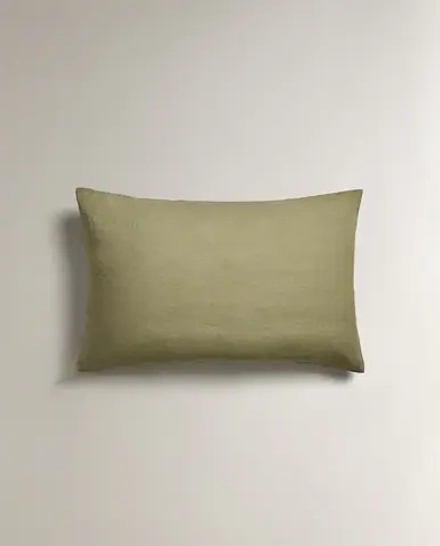 ZARA HOME ЛЬНЯНОЙ ЧЕХОЛ ДЛЯ ДЕКОРАТИВНОЙ ПОДУШКИ XXL, ТЕМНО-ЗЕЛЕНЫЙ