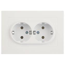 Розетка Intro Accent 6-205-01М двойная с заземлением 2X2P+E Schuko 16А-250В IP20 СУ AL/CU белый матовый | Intro