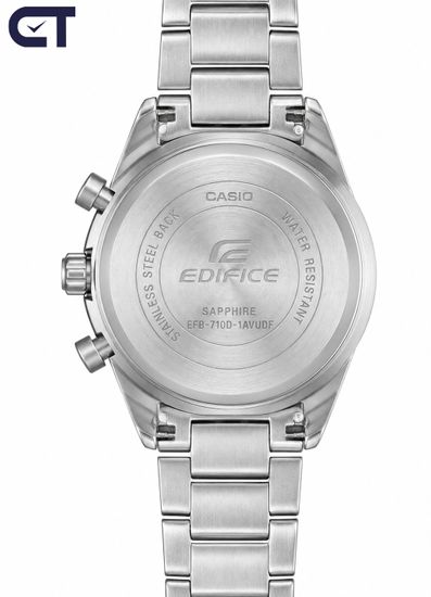 CASIO EFB-710D-1AVUDF EDIFICE мужские наручные часы — стальной хронограф с чёрным циферблатом и сапфировым стеклом