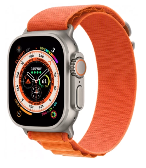 Apple Watch Ultra, 49 мм, корпус из титана, ремешок Alpine оранжевого цвета