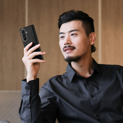 Чехол из кожи черного цвета для Samsung Galaxy Z Fold 8 Ultra, поддержка беспроводной зарядки, серия Bril Series Case (Magnetic Version) от Dux Ducis
