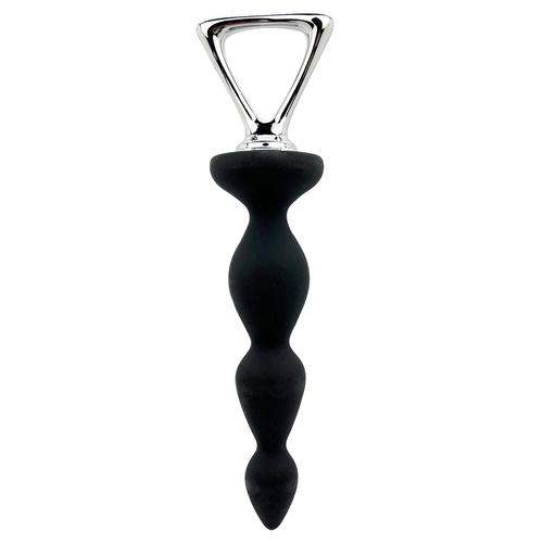 Черная анальная цепочка 20,1см Adrien Lastic Silicone Anal Plug Metal Handle Arrow II Size M