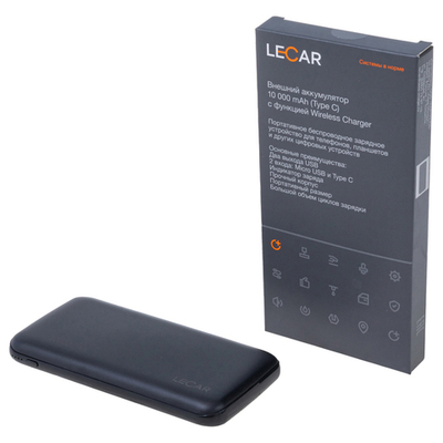 Аккумулятор внешний, 10 000 mAh, Type C, с функцией Wireless charger LECAR LECAR000043506