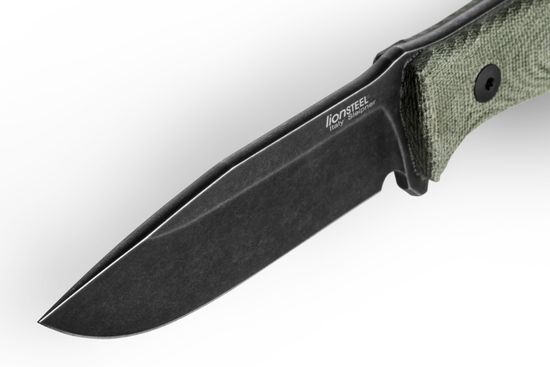 Нож фиксированный Lion Steel M5 CVG R - черный клинок Sleipner, рукоять микарта зеленая