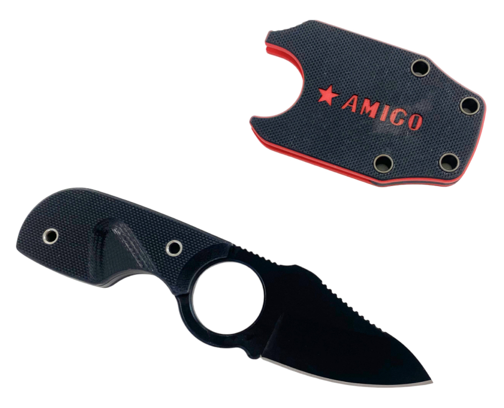 Шейный нож Amigo X, сталь D2 Black Titanium, 4650065056076