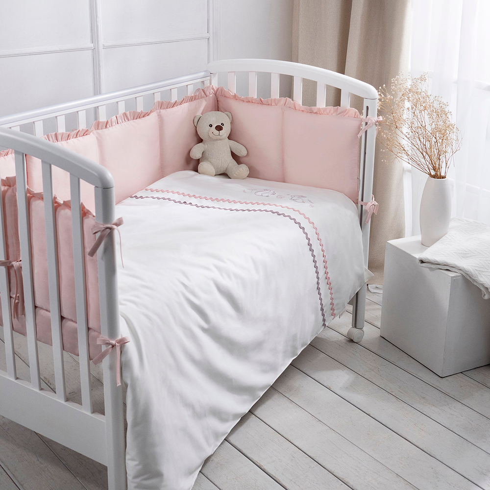 Комплект белья для классической кроватки Toys Sateen 6 предметов цвет розовый