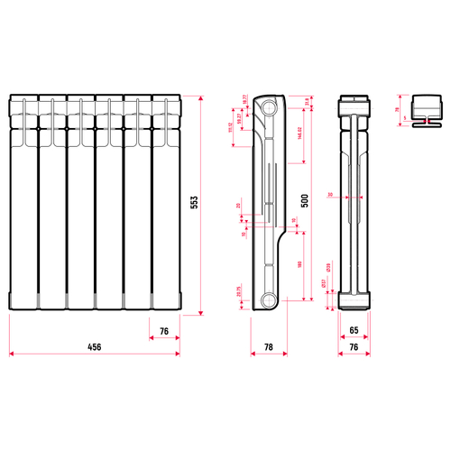 Радиатор биметаллический OGINT Plus BM 500*80  6 сек