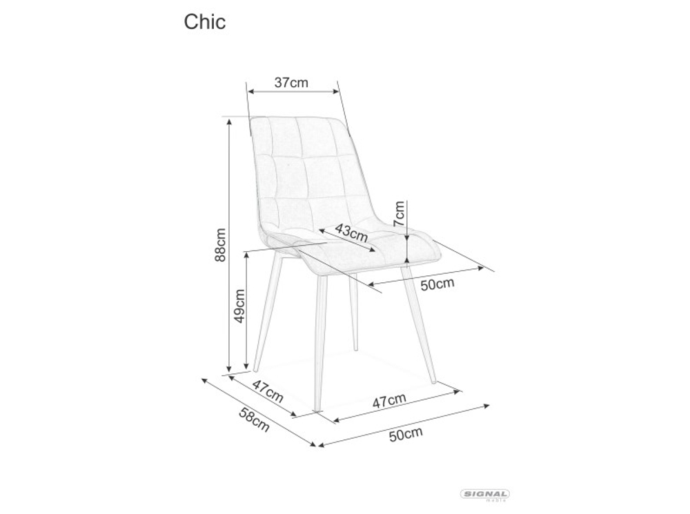 Стул SIGNAL CHIC Velvet Bluvel 86 синий/черный