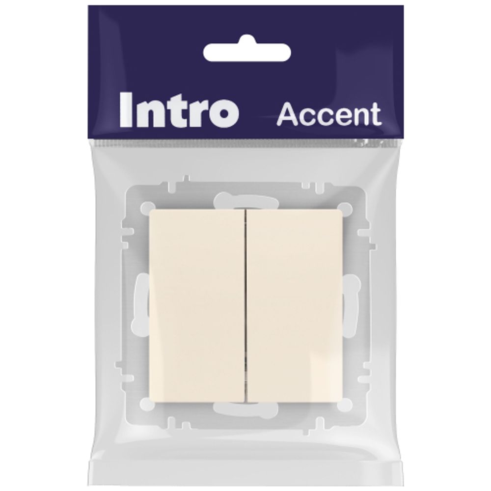 Выключатель Intro Accent 6-104-02 двойной, 10А-250В, IP20, СУ, AL/CU, слоновая кость | Intro