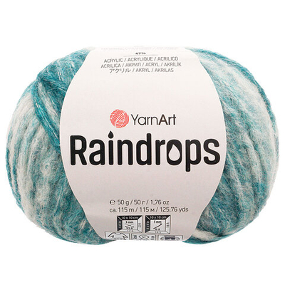 Пряжа YarnArt (ЯрнАрт) Raindrops / уп.10 мот. по 50 г, 115 м, 2901 серо-бирюзовый меланж
