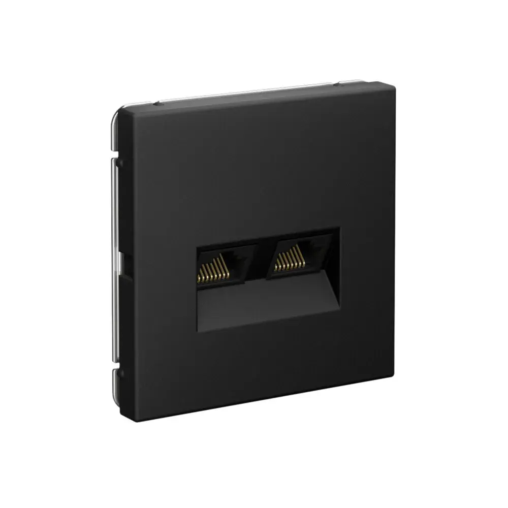 ARTGALLERY РОЗЕТКА двойная компьютерная RJ45+RJ45, кат. 5е, механизм, КАРБОН