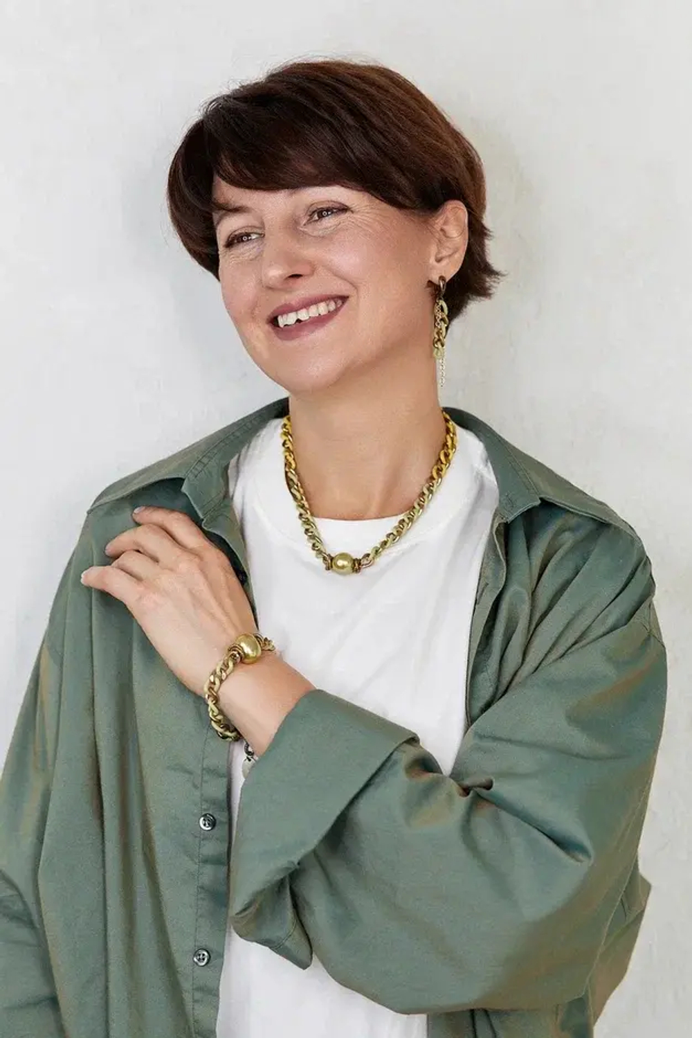 HMG 1332 Enamel chain olive серьги арт.0790