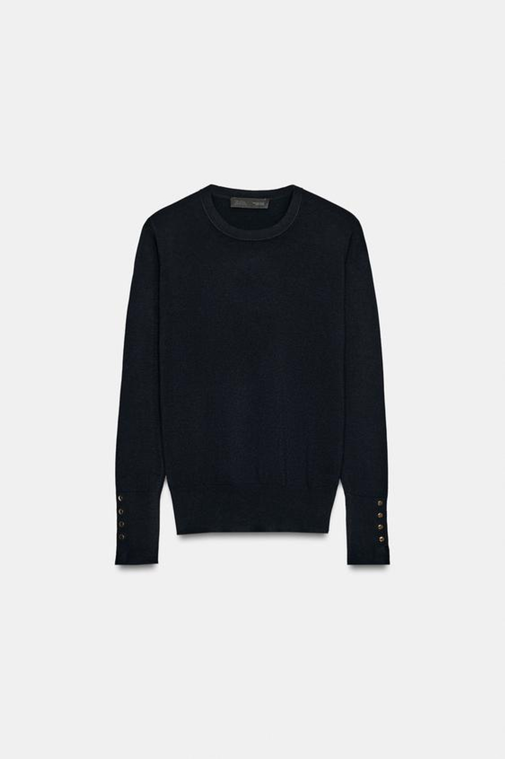 ZARA БАЗОВЫЙ ОДНОТОННЫЙ СВИТЕР, МОРСКОЙ СИНИЙ