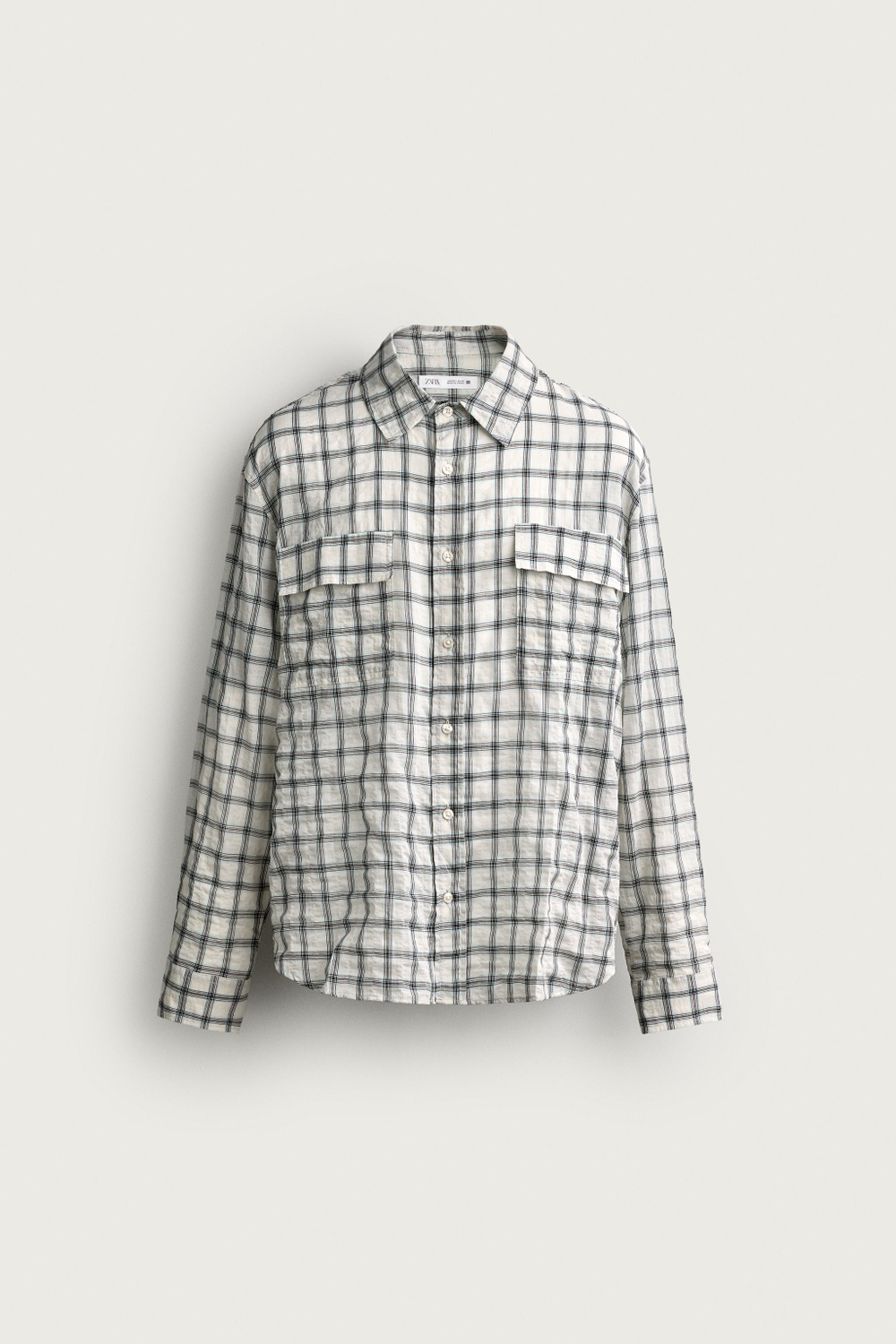 РУБАШКА RELAXED FIT В КЛЕТКУ С ФАКТУРОЙ — ZARA