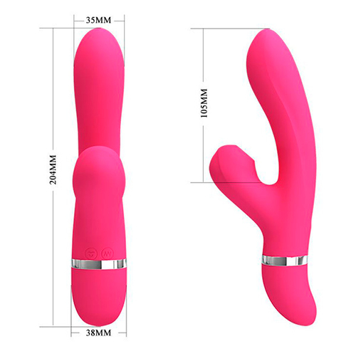 Розовый вибратор с вакуумной стимуляцией клитора 20,4см Pretty Love Willow BI-014916