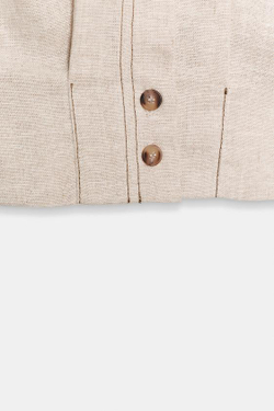 ZARA ТОП ИЗ ЛЬНА С КОНТРАСТНОЙ СТРОЧКОЙ, СВЕТЛО-БЕЖЕВЫЙ