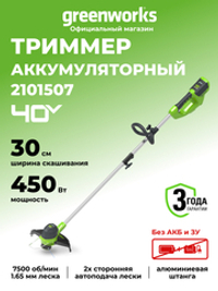 Аккумуляторный триммер Greenworks G40LT30, 40v, 30 см, (2101507), без АКБ и ЗУ