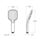 Душевая лейка овальная кнопка 3 режима ABS 4914Q3GR графит