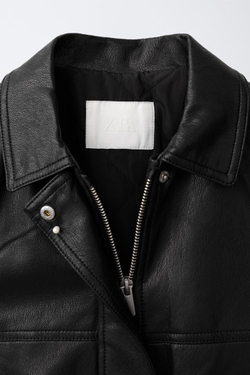 ZARA БОМБЕР ИЗ ИСКУССТВЕННОЙ КОЖИ, ЧЕРНЫЙ
