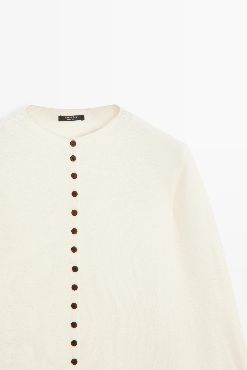 Massimo Dutti Кардиган из смесовой шерсти с пуговицами, натуральный/кремовый