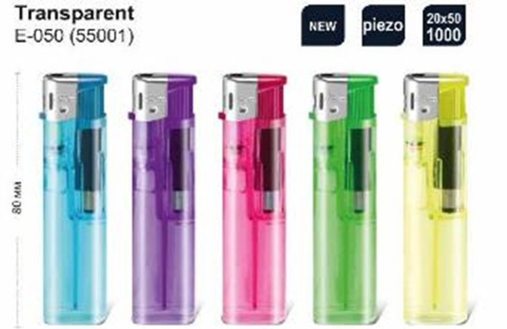 Зажигалка "Pride" Е-050 Transparent 50шт * 20бл (55001)
