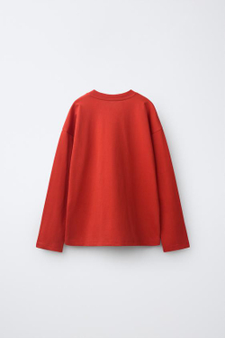 ZARA ОДНОТОННЫЙ ЛОНГСЛИВ, КРАСНЫЙ