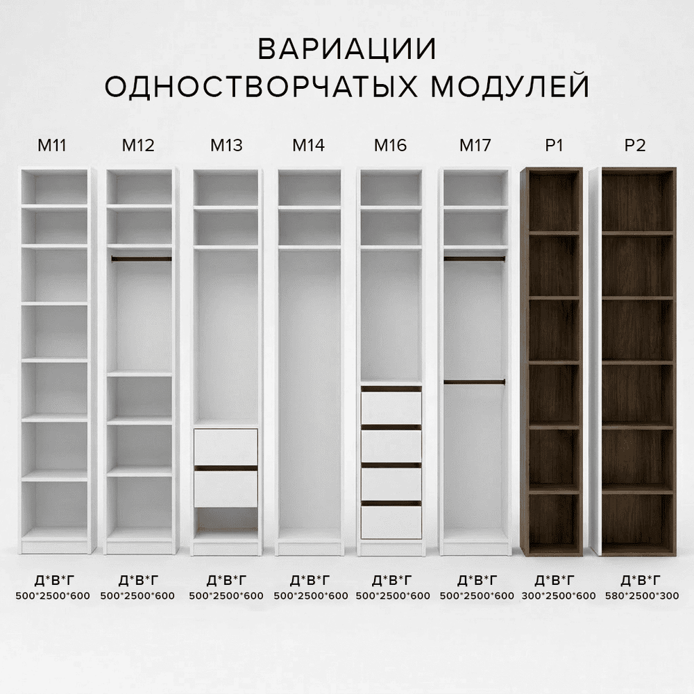 Шкаф модульный 320 см SHTABE S320S01 (Белый-Белый+Черный)