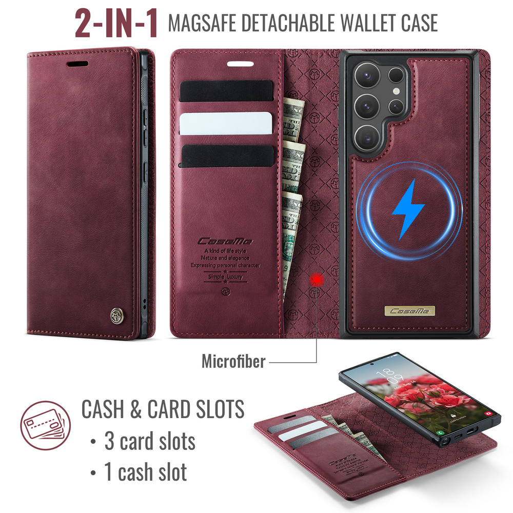 Чехол-кошелек CaseMe 2 in 1 MagSafe Samsung Galaxy S23 Ultra