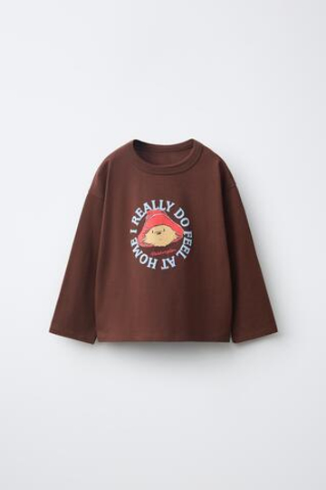 ZARA ФУТБОЛКА С ПРИНТОМ PADDINGTON™, КОРИЧНЕВЫЙ