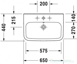 Раковина Duravit DuraStyle 65x44см.  2319650000 схема