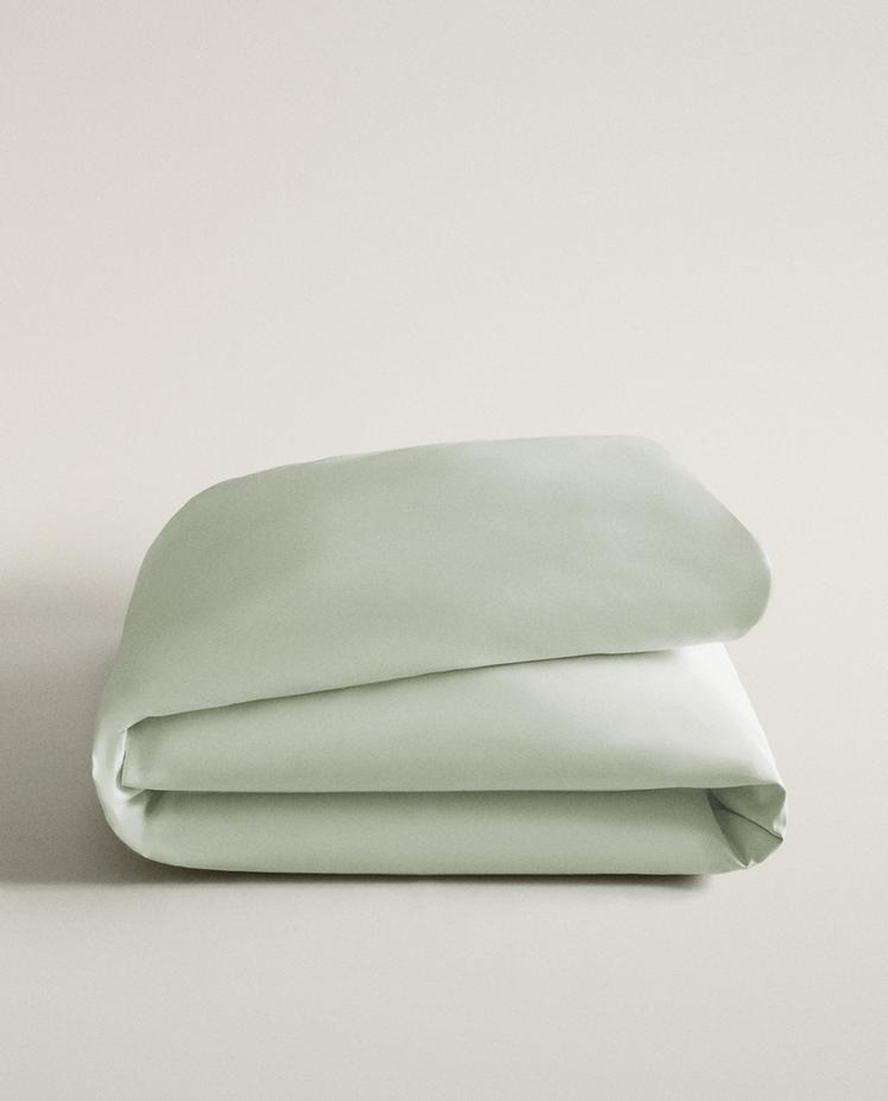 ZARA HOME САТИНОВЫЙ ПОДОДЕЯЛЬНИК, МЯТНЫЙ