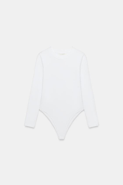 ZARA БОДИ С ДЛИННЫМИ РУКАВАМИ, БЕЛЫЙ