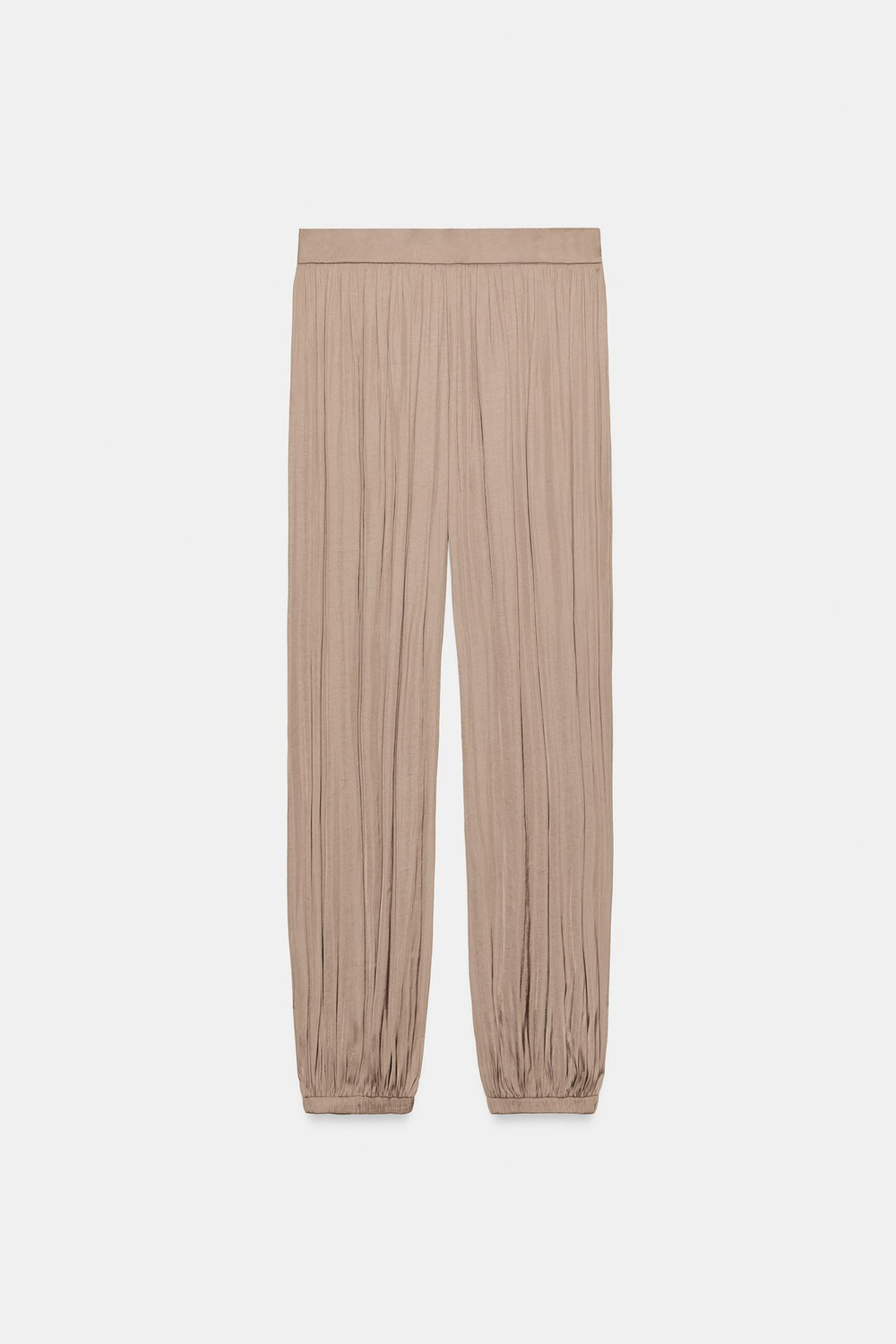 ZARA АТЛАСНЫЕ БРЮКИ-ШАРОВАРЫ, СЕРО-КОРИЧНЕВЫЙ