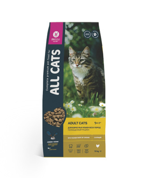 Сухой корм All Cats для взрослых кошек, с курицей, 13 кг
