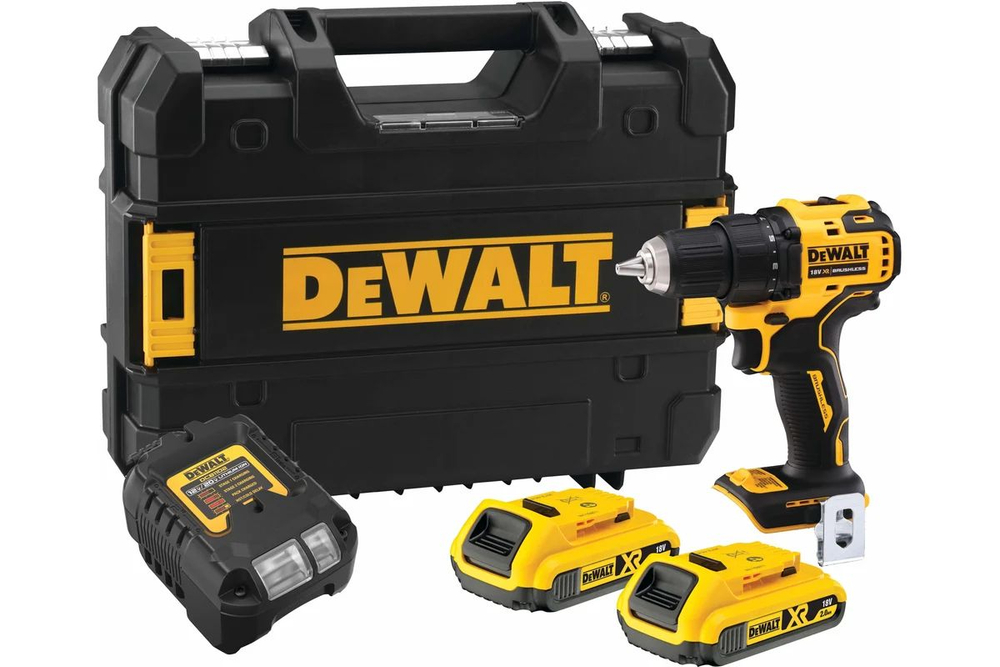 Dewalt Аккумуляторная дрель-шуруповерт DCD708D2T, 18 В, 1650 об/мин, с 2 АКБ 2 Ач и ЗУ, в кейсе TSTAK () DCD708D2T-QW
